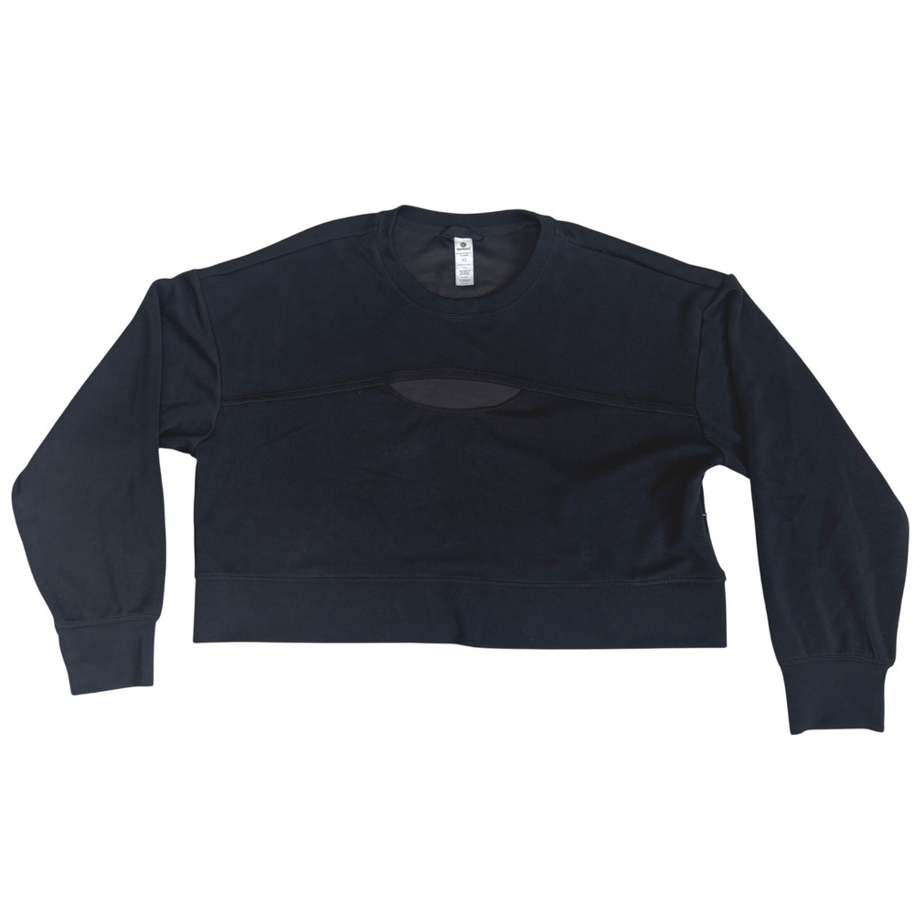 90 Degree by Reflex Softlite Scuba Zoe Pullover Black Cutout Crop Sweatshirt XL